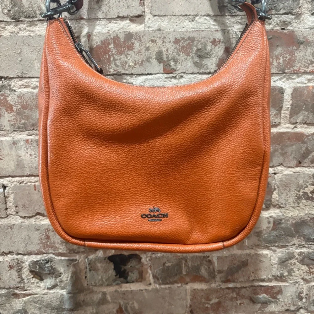 COACH Jules Hobo Sunset‎ Pebble Leather Snake Embossed Straps Purse C1571 - Picture 5 of 16